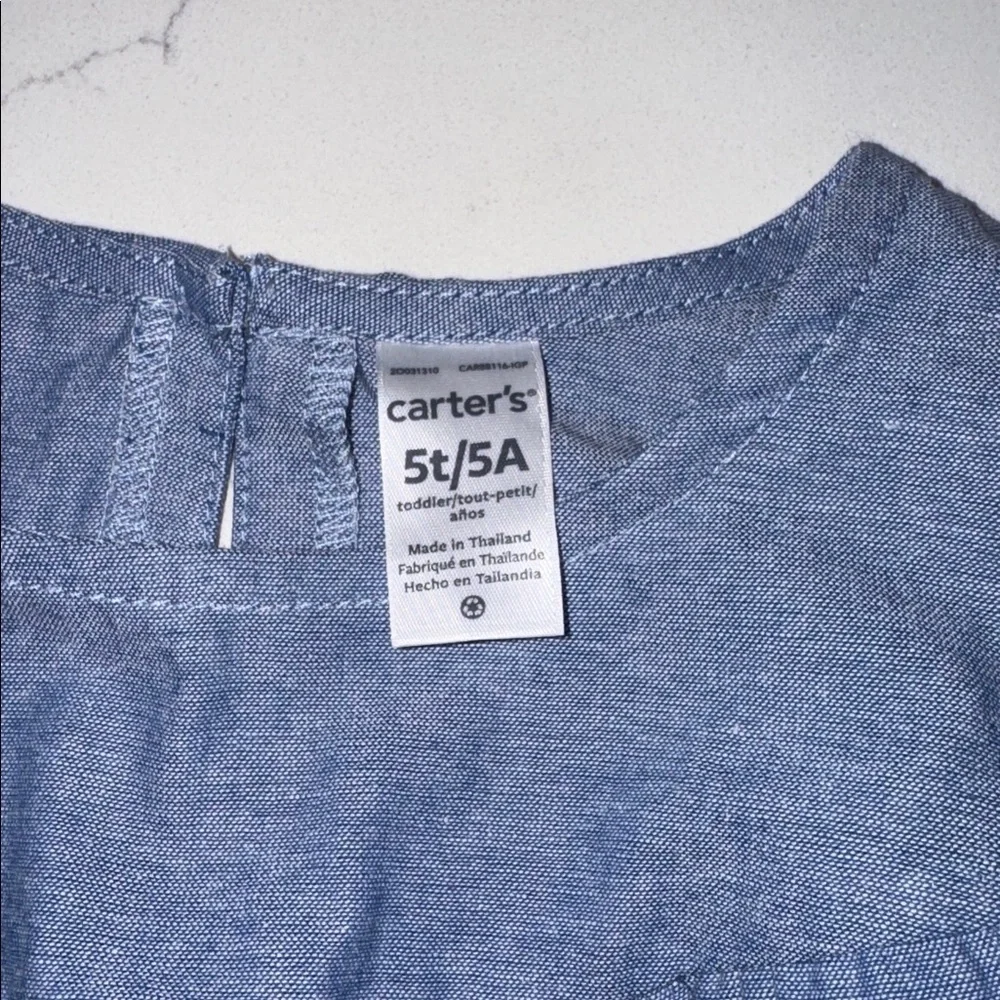 Carters Toddler Girls Chambray Long Sleeve Shirt 5T NWT